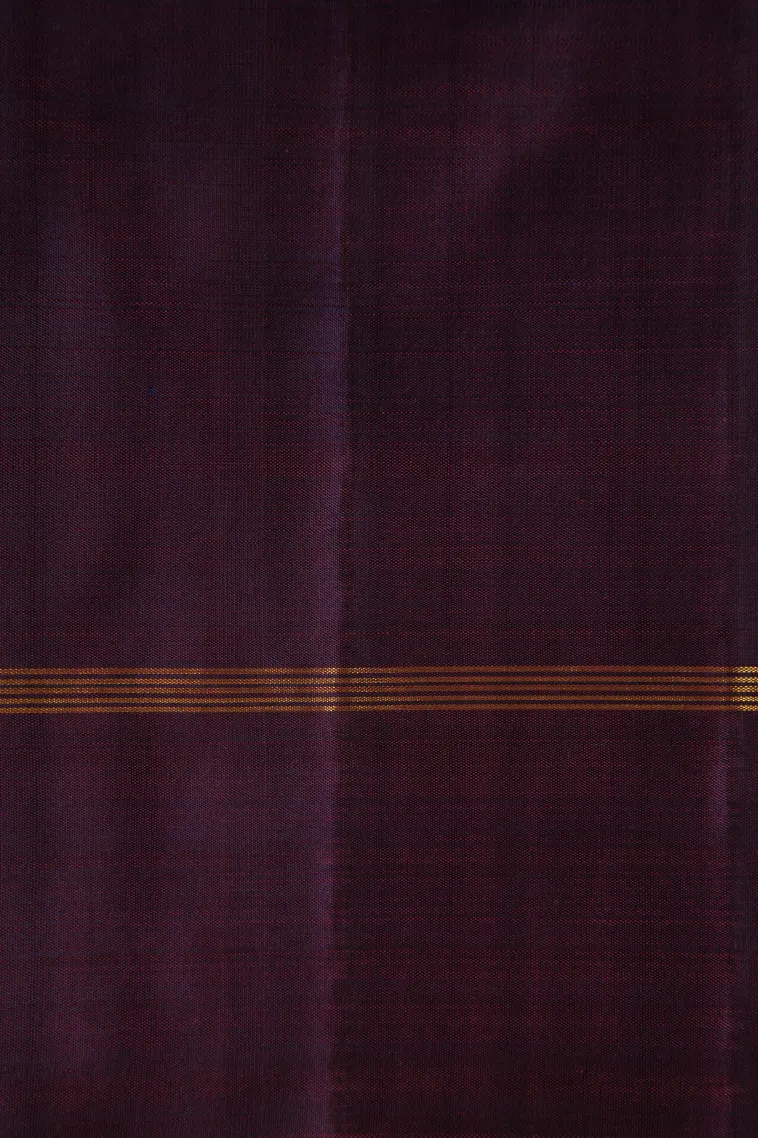 Cotton White Kanchipuram Silk Sarees with Gold Zari Checks view 3