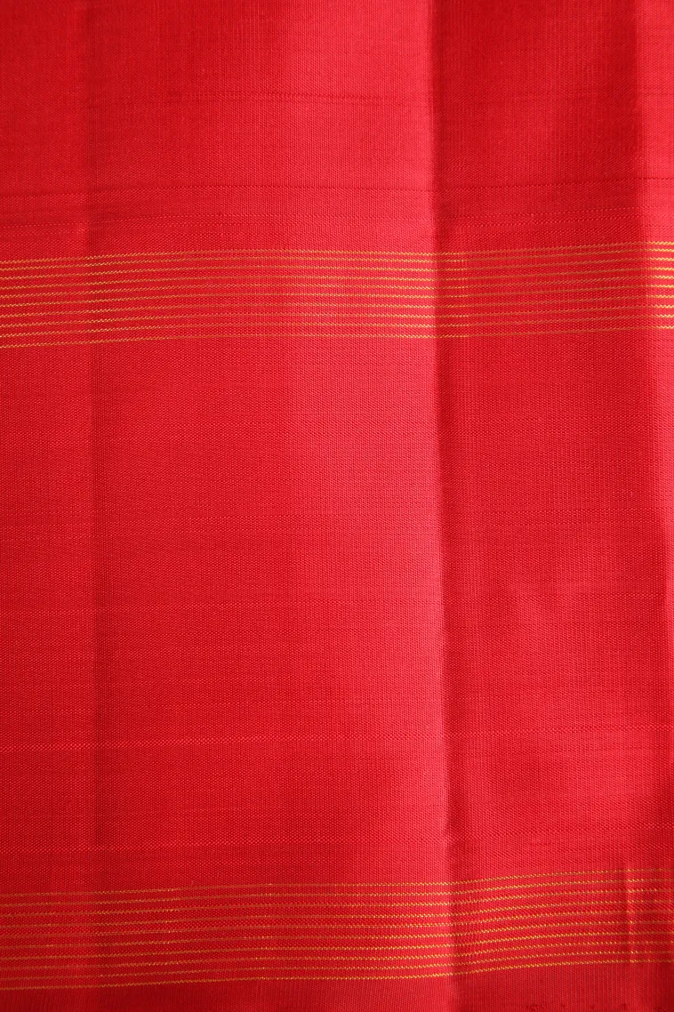 Cotton White Kanchipuram Silk Sarees with Gold Zari Checks view 3