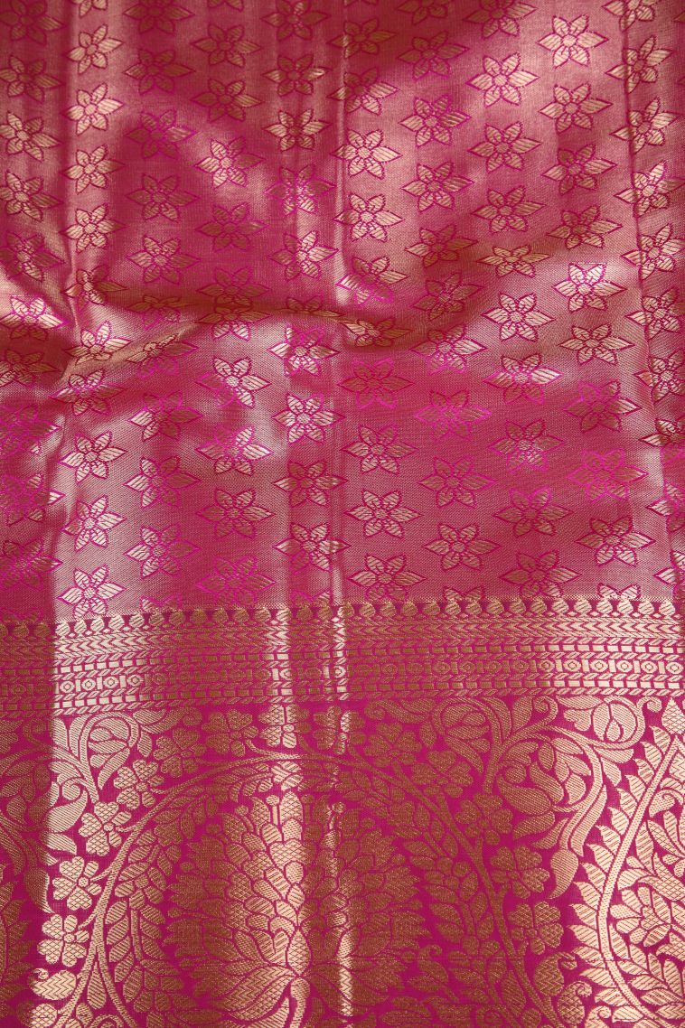 Olive Green Apoorva Silk Sarees Copper Zari with Floral Patterns view 3
