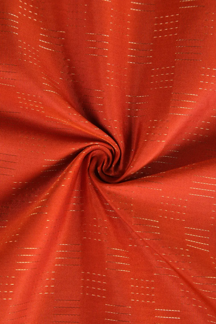 Fire Orange Arani Silk Sarees with Gold Zari Horizontal Model view 4