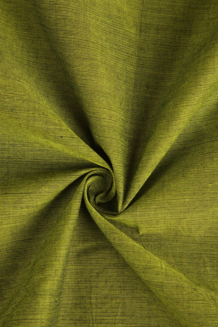 Lime Green Chettinad Cotton Sarees with Gold Zari Plain view 4