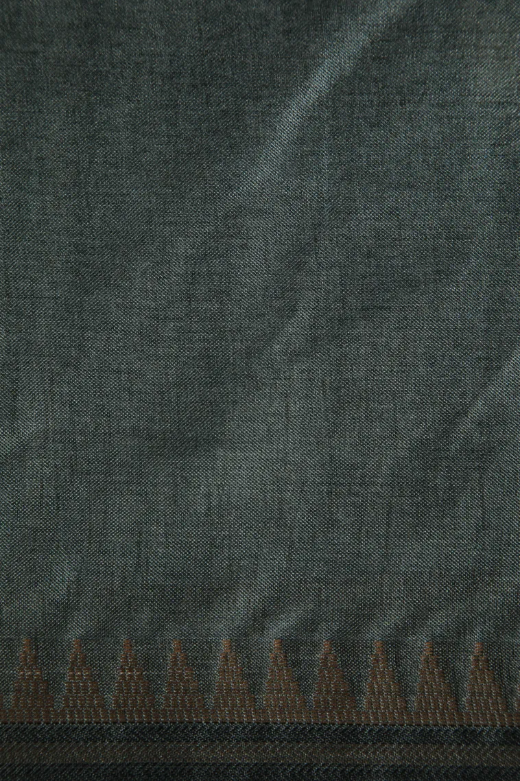 Teal Blue Semi Raw Silk Printed Without Zari With Geometric Shapes view 3