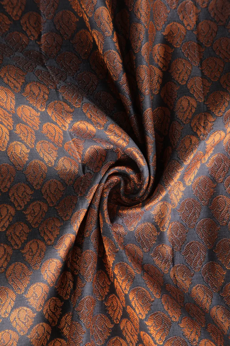 Slate Blue Visiri Madippu Silk Sarees with Copper Zari Floral Patterns view 4