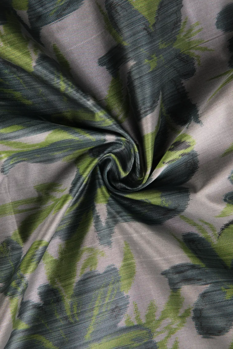 Slate Blue Soft Silk Sarees with Bronze Zari Floral Patterns view 4