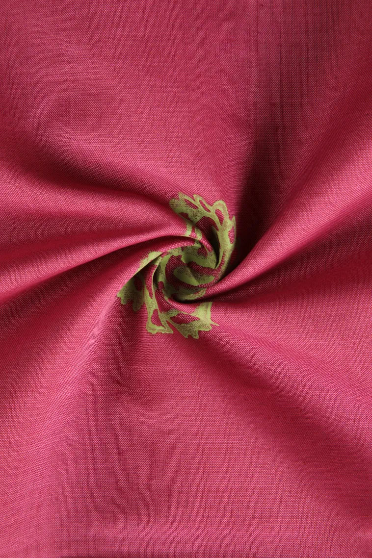 Bubblegum Pink Poly Cotton Sarees Without Zari With Floral Puttas view 4