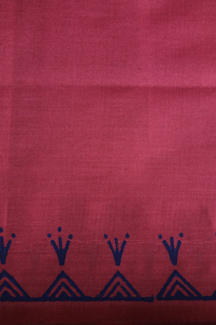 Bubblegum Pink Poly Cotton Sarees Without Zari With Floral Puttas view 3
