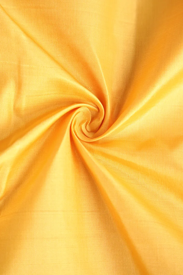 Lemon Yellow Kanchipuram Silk Sarees with Gold Zari Plain view 4