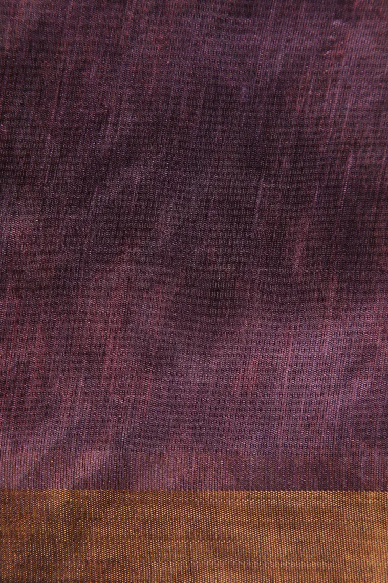 Rose Pink Tussar Saree with Gold Zari Floral Patterns view 3