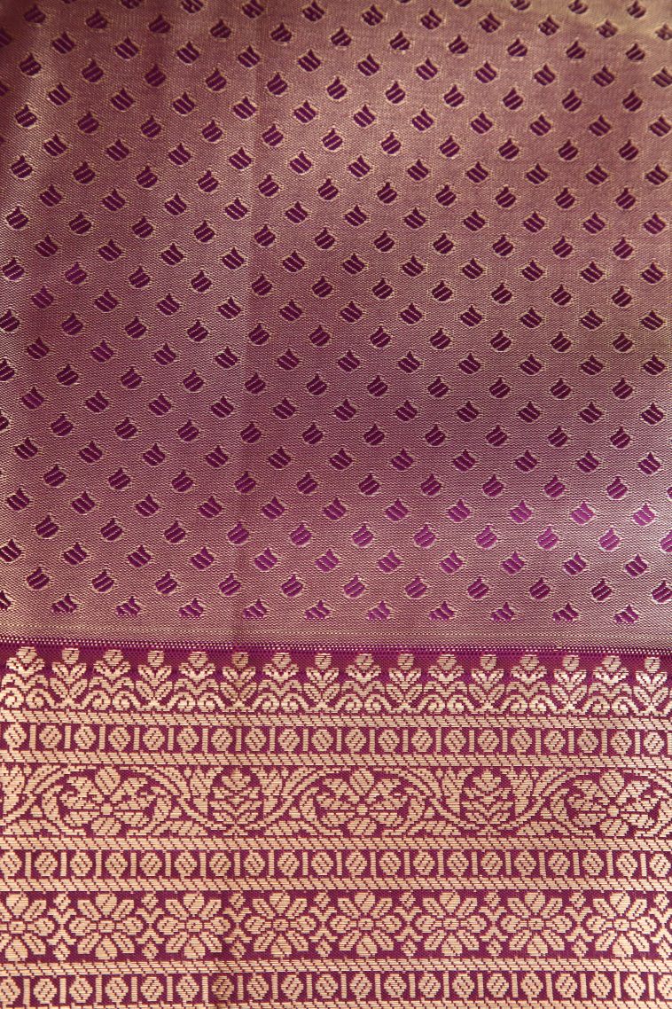 Lemon Yellow Apoorva Silk Sarees with Copper Zari Floral Patterns view 3