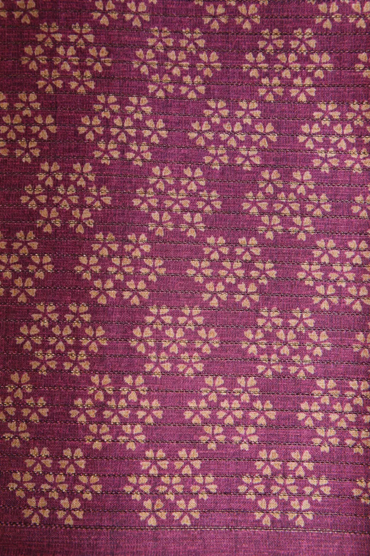 Magenta Purple Tussar Saree Without Zari With Birds Mottif view 3