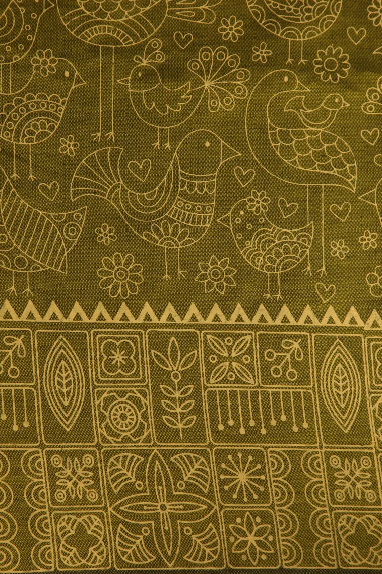 Metallic Gold Poly Cotton Sarees Without Zari With Floral Patterns view 3