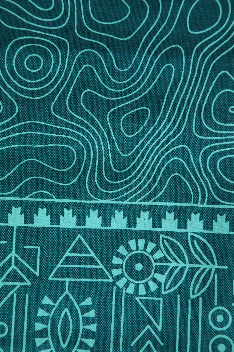 Ocean Blue Poly Cotton Sarees Without Zari With Floral Patterns view 3
