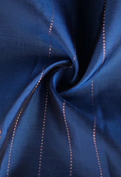 Admiral Blue Soft Silk Saree with Copper Zari Straipes And Puttas