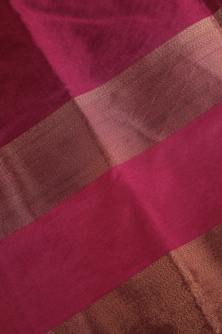 Magenta Pink Arani Silk Sarees with Gold Zari Puttas view 3