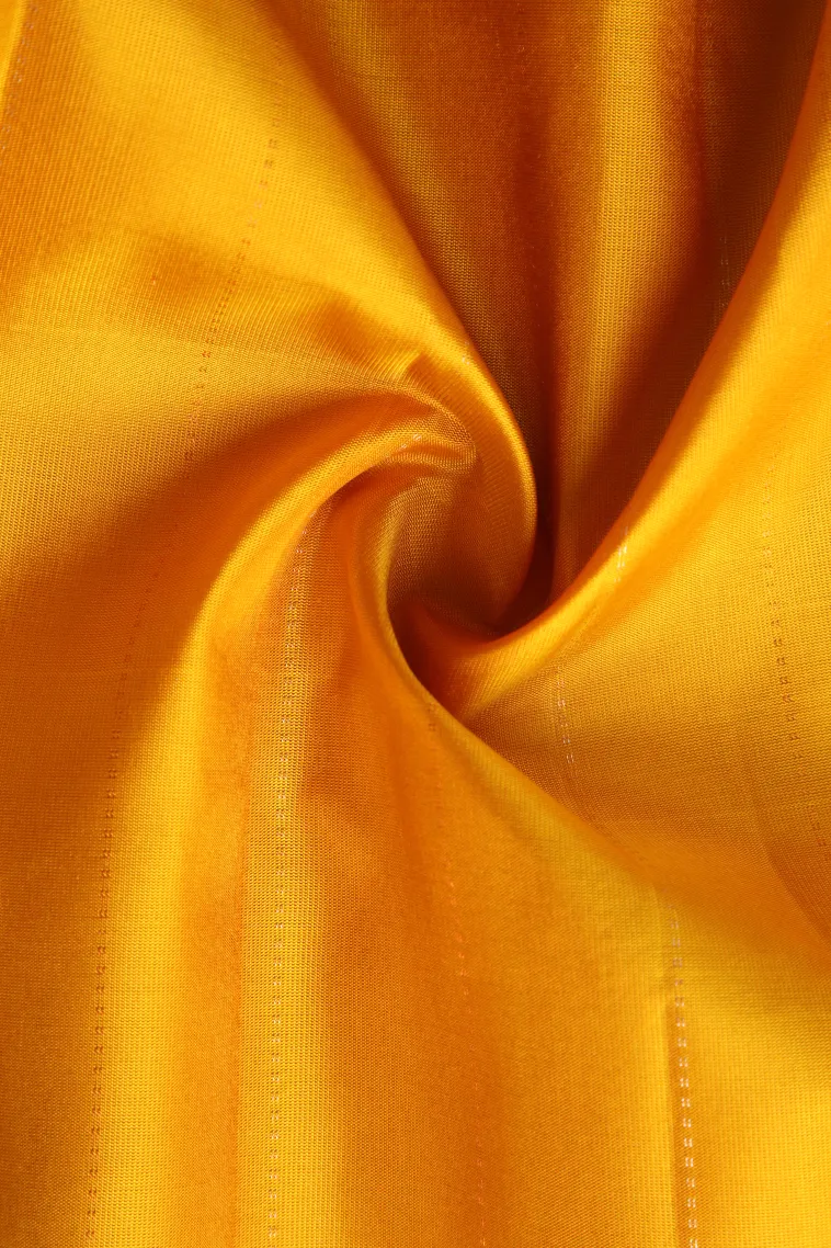 Lemon Yellow Soft Silk Saree with Silver Zari Straipes And Puttas view 4