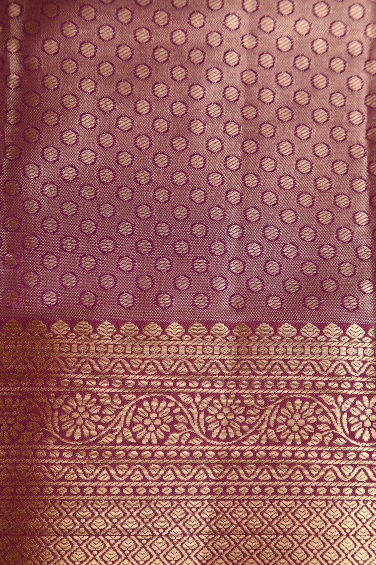 Carrot Orange Apoorva Silk Sarees with Copper Zari Floral Patterns view 3
