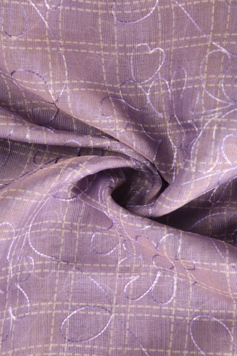 Periwinkle Purple Linen Saree Without Zari With Embroidary view 4