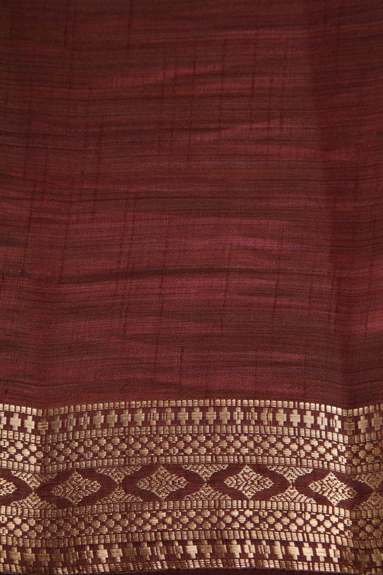 Cinnamon Brown Raw Silk Sarees Gold Zari with Plain view 3