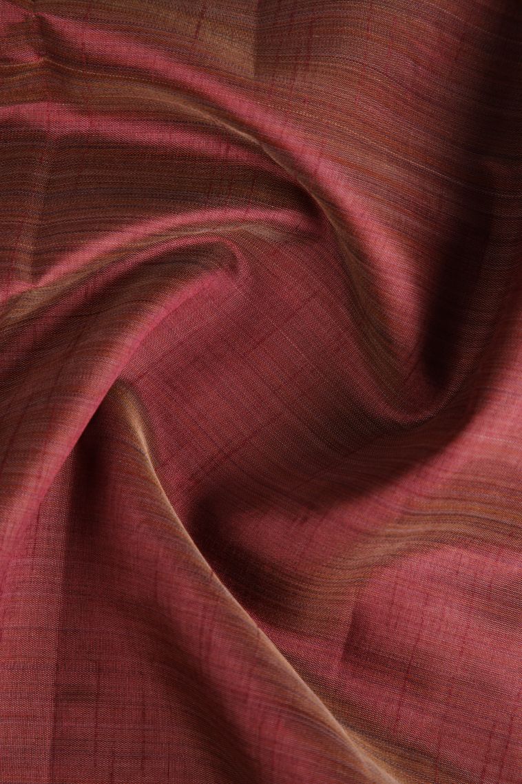 Cinnamon Brown Raw Silk Sarees Gold Zari with Plain view 4