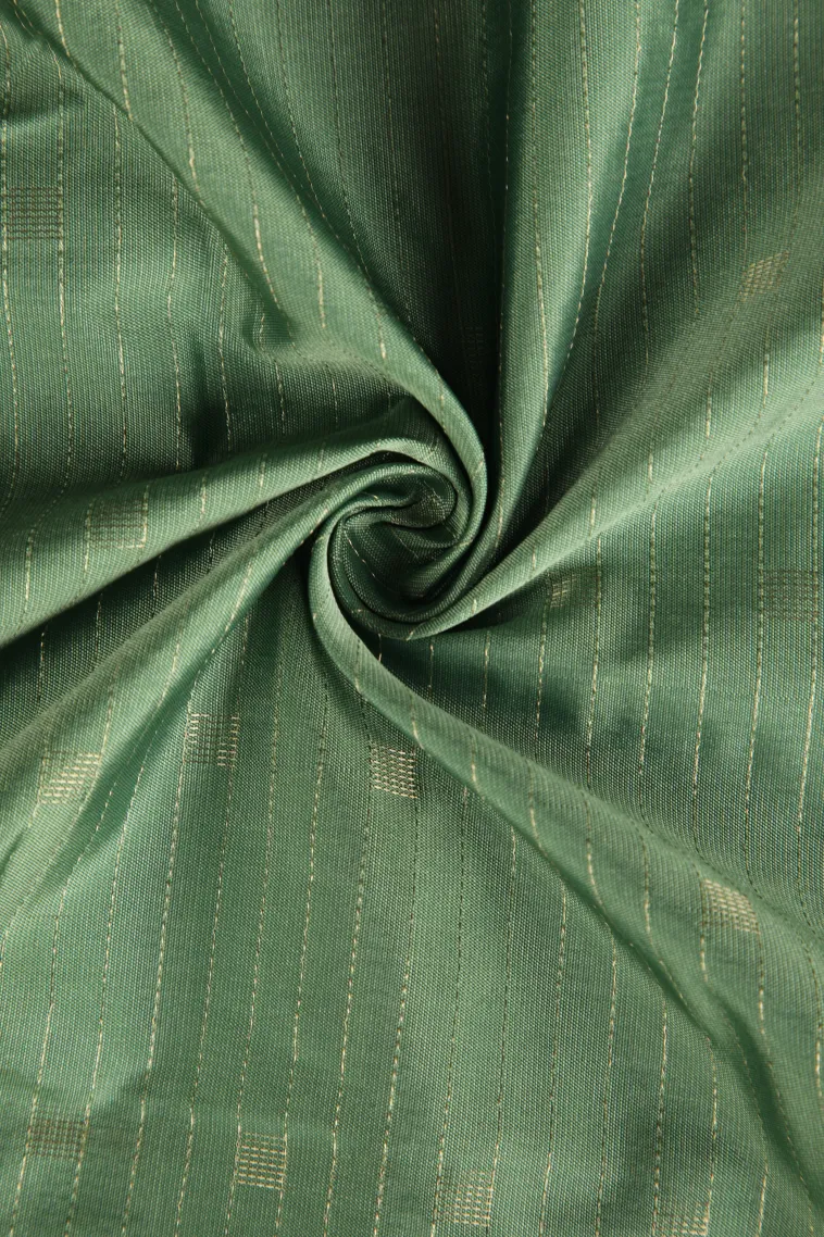 Seaweed Green Arani Silk Sarees with Gold Zari Straipes And Puttas view 4