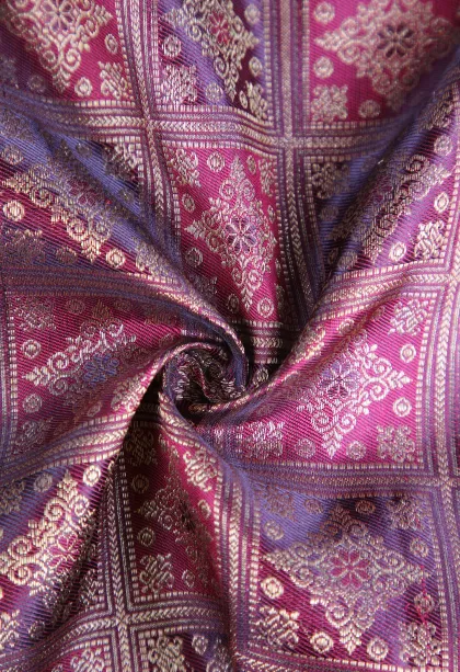 Plum Purple Kanchipuram Silk Sarees with Gold Zari Floral Patterns