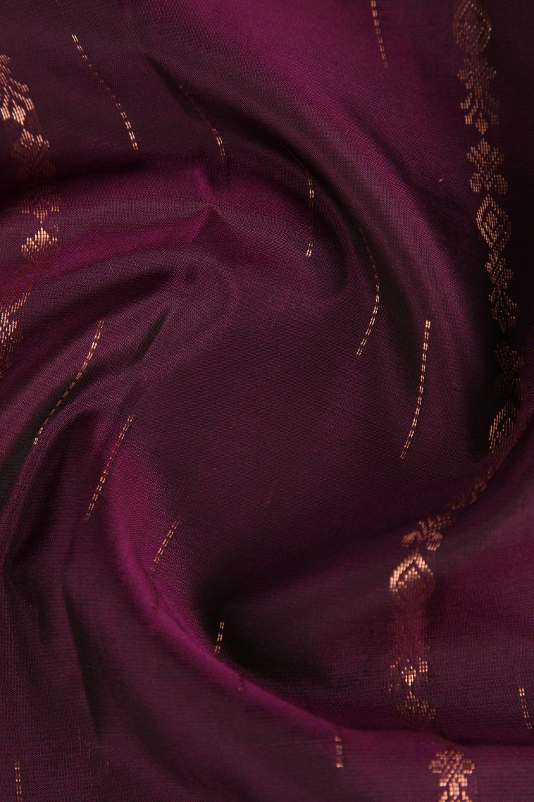 Bosenberry Purple Soft Silk Saree Copper Zari with Rain Drops Mottif view 4