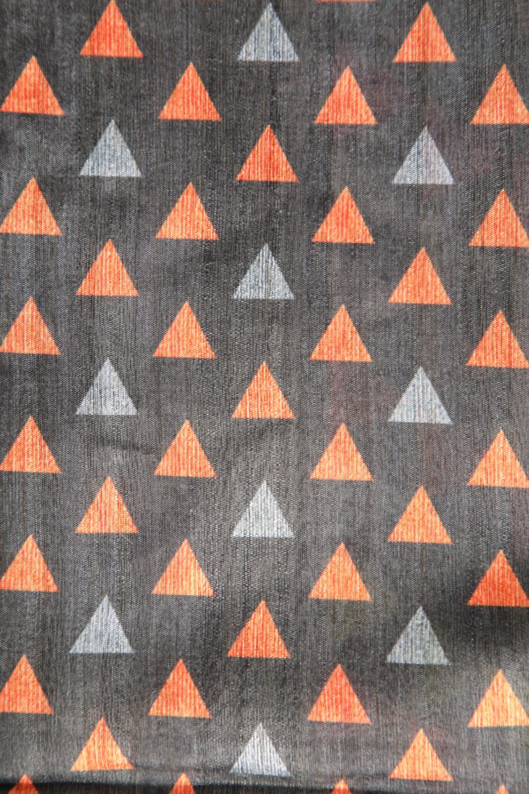 Jungle Black Raw Silk Sarees Without Zari With Small Checks Pattern view 3