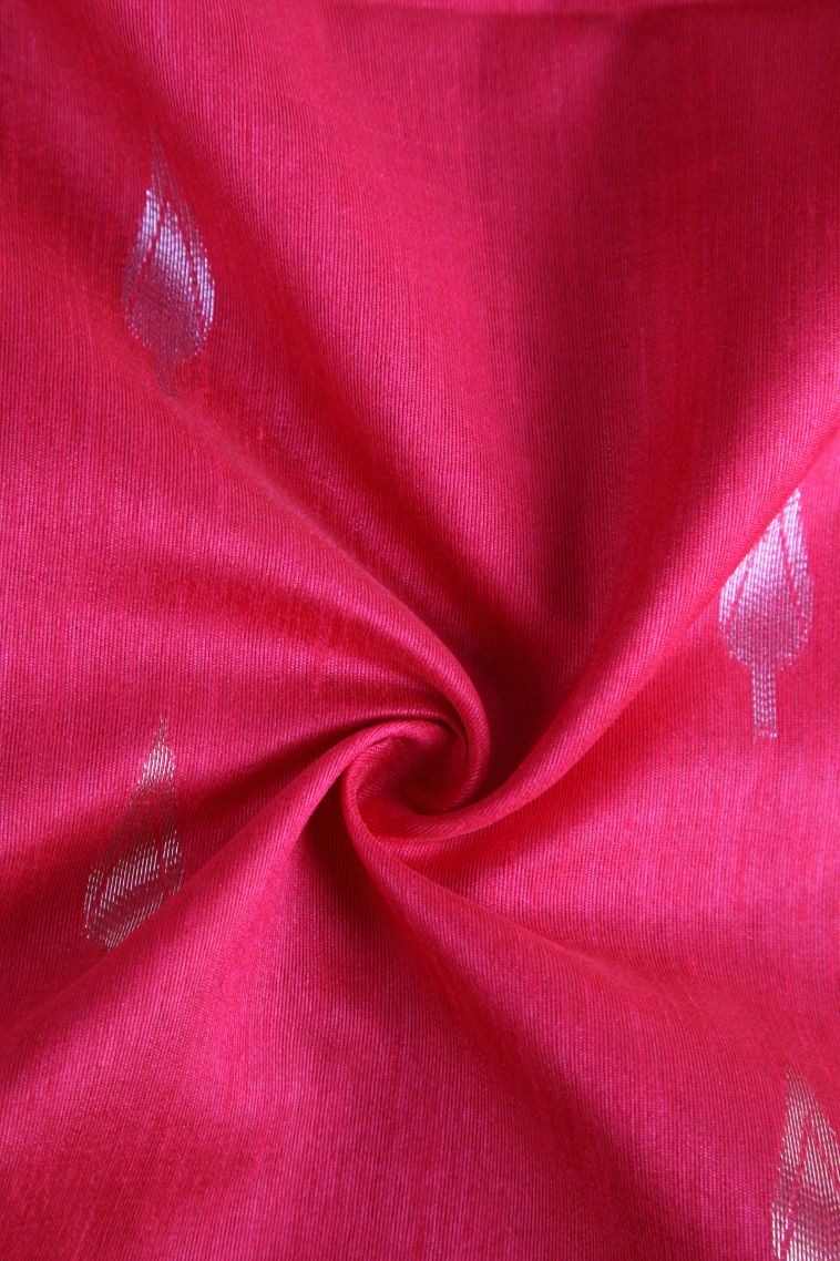 Punch Pink Raw Silk Sarees with Copper Zari Puttas view 4