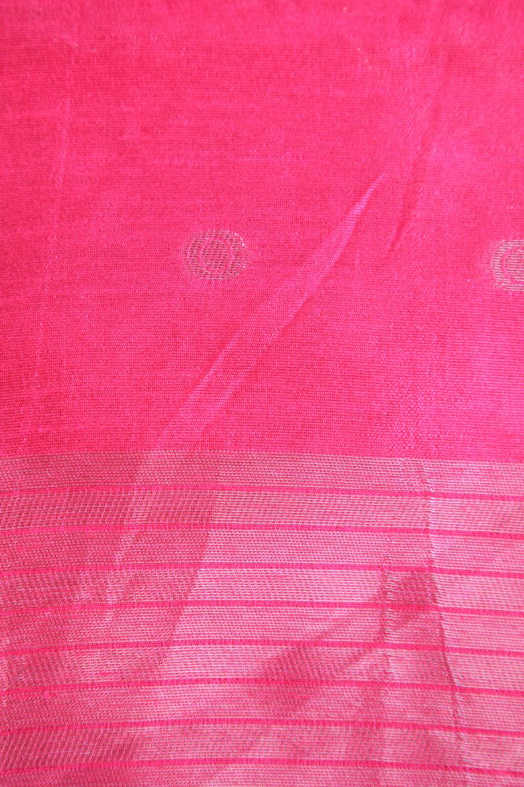 Punch Pink Raw Silk Sarees with Copper Zari Puttas view 3