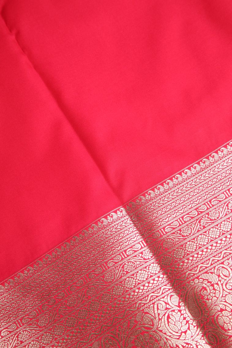 Punch Pink Apoorva Silk Sarees with Copper Zari Floral Puttas view 3