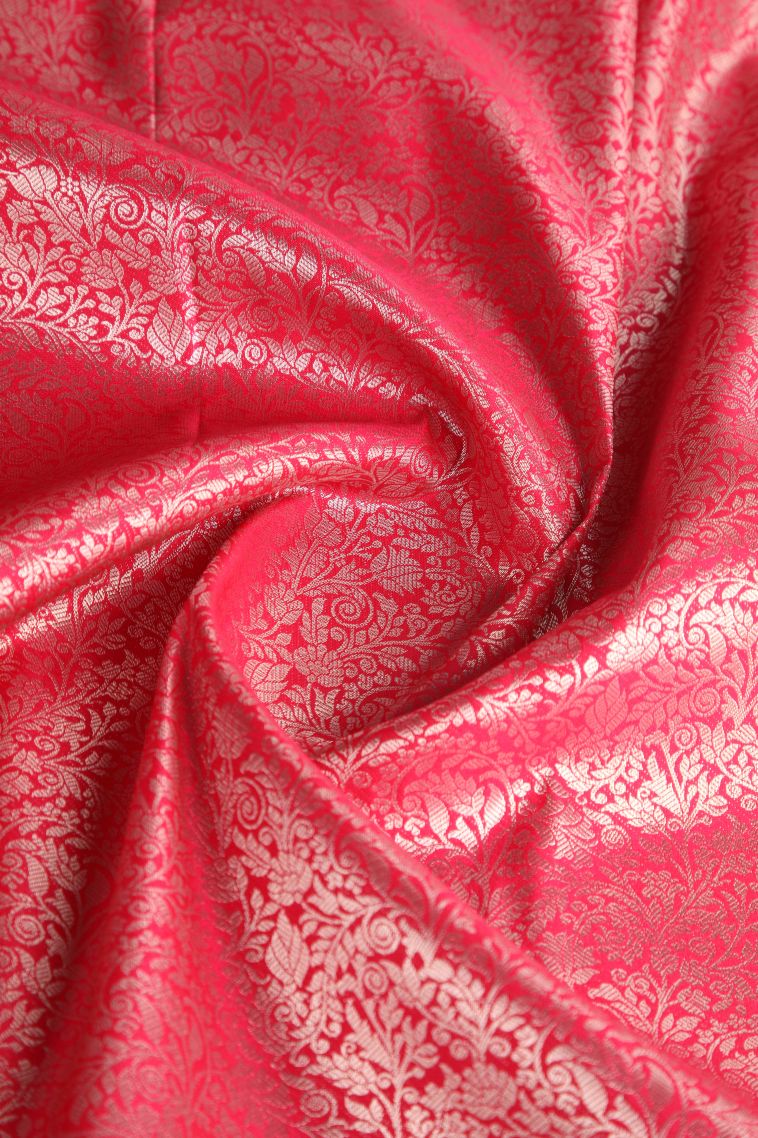 Punch Pink Apoorva Silk Sarees with Copper Zari Floral Puttas view 4