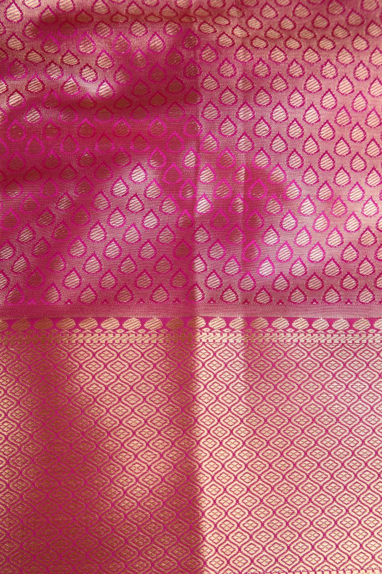 Vanilla Custard Yellow Apoorva Silk Sarees Copper Zari with Floral Patterns view 3