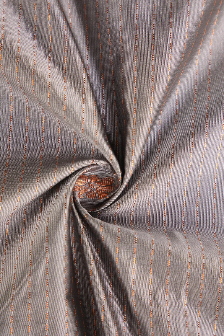 Gray Black Apoorva Silk Sarees with Gold Zari Straipes And Puttas view 4