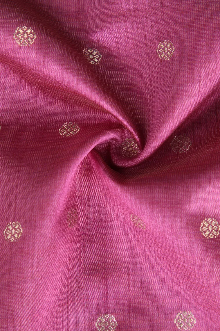 Taffy Pink Raw Silk Sarees with Antic Zari Puttas view 4