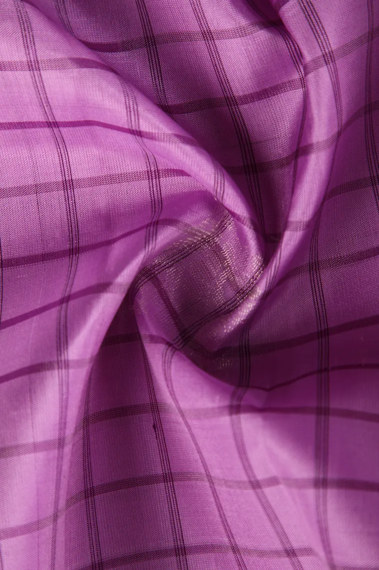 Lavender Purple Soft Silk Saree with Silver Zari Checks And Puttas view 4
