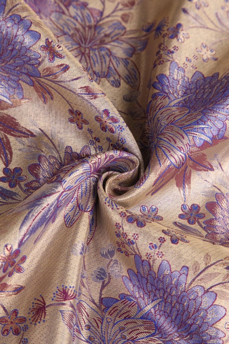 Gray Black Apoorva Silk Sarees with Copper Zari Floral Patterns view 4