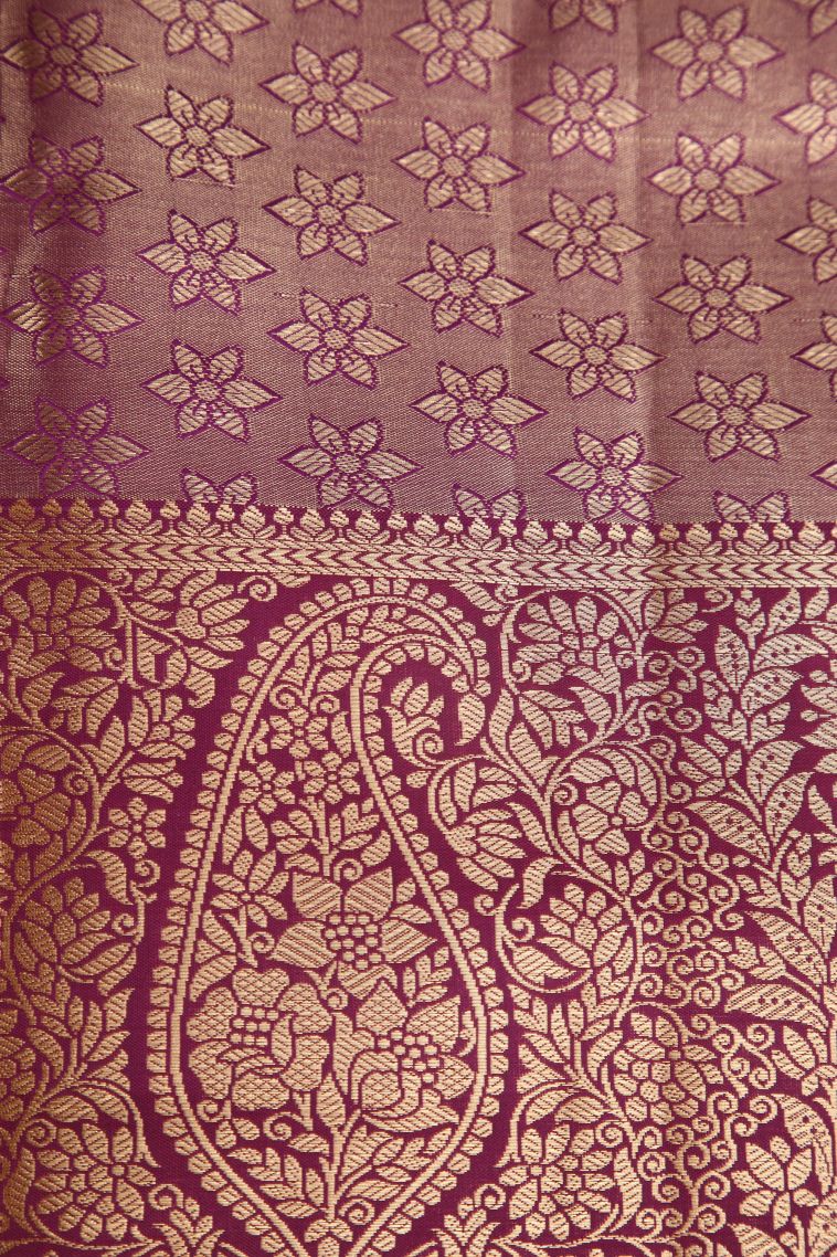 Gray Black Apoorva Silk Sarees with Copper Zari Floral Patterns view 3