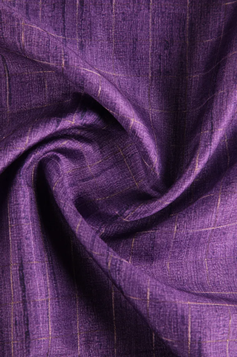 Iris Purple Raw Silk Sarees Without Zari With Checks view 4