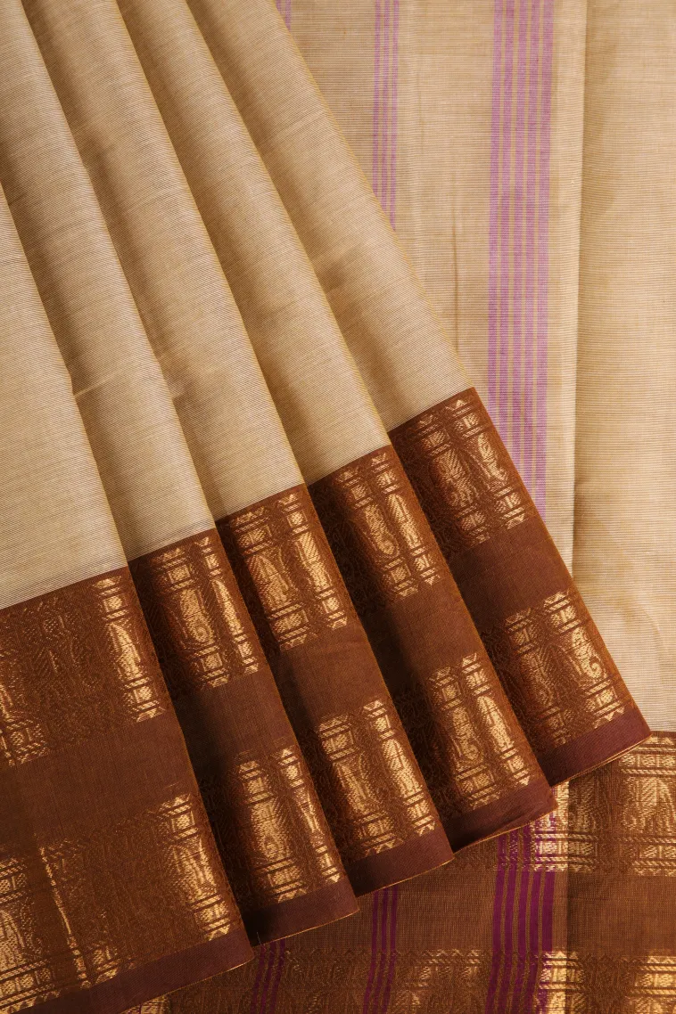 Sandollar Yellow Chettinad Cotton Sarees with Gold Zari Plain