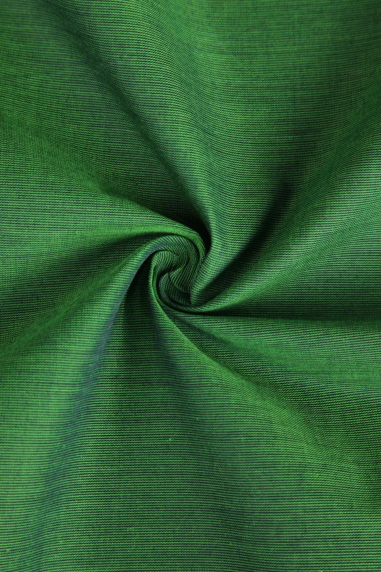 Basil Green Chettinad Cotton Sarees with Gold Zari Plain view 4
