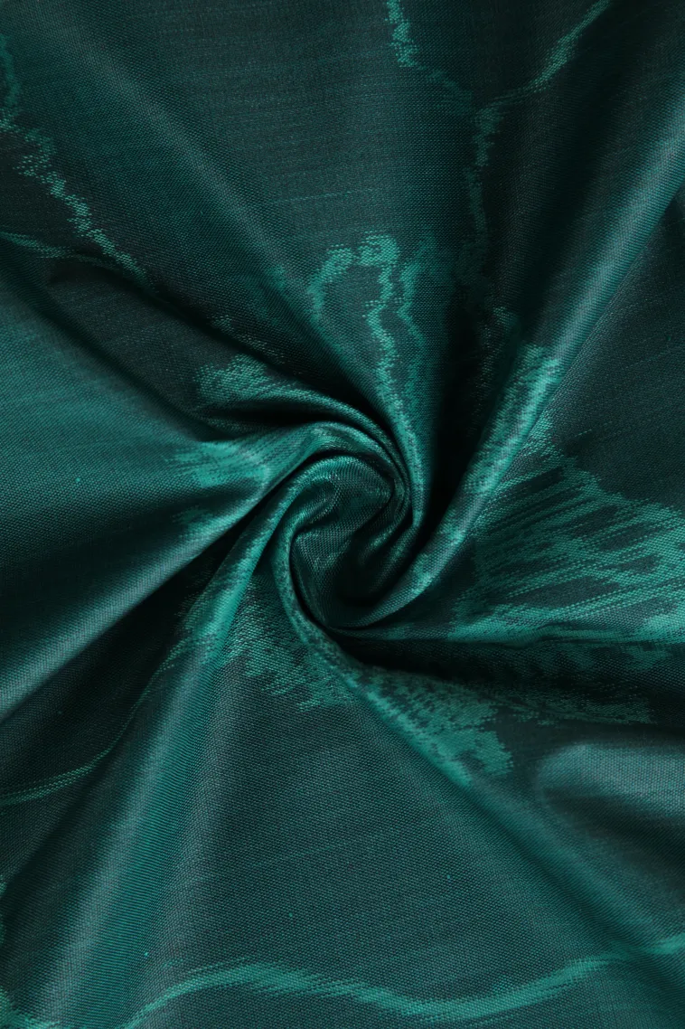 Ocean Blue Soft Silk Sarees with Bronze Zari Floral Patterns view 4