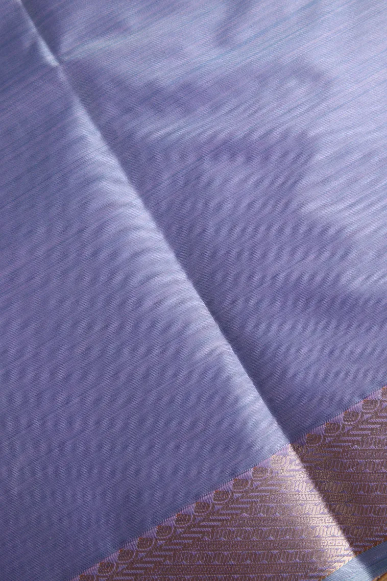 Lavender Purple Soft Silk Sarees with Bronze Zari Floral Patterns view 3