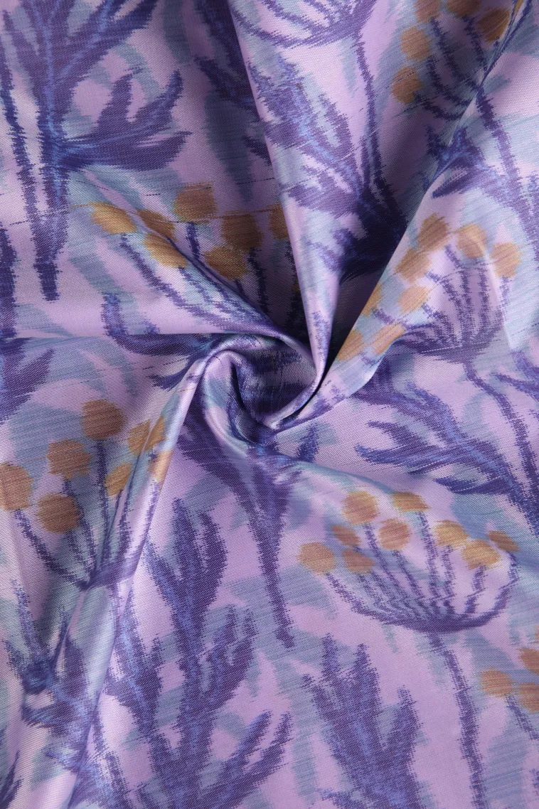 Lavender Purple Soft Silk Sarees with Bronze Zari Floral Patterns view 4
