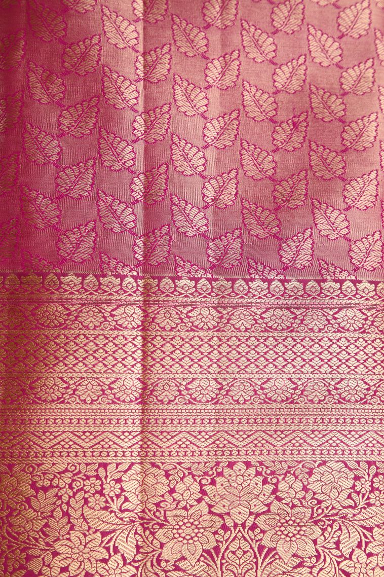 Pistachio Green Apoorva Silk Sarees with Copper Zari Geometric Shapes view 3