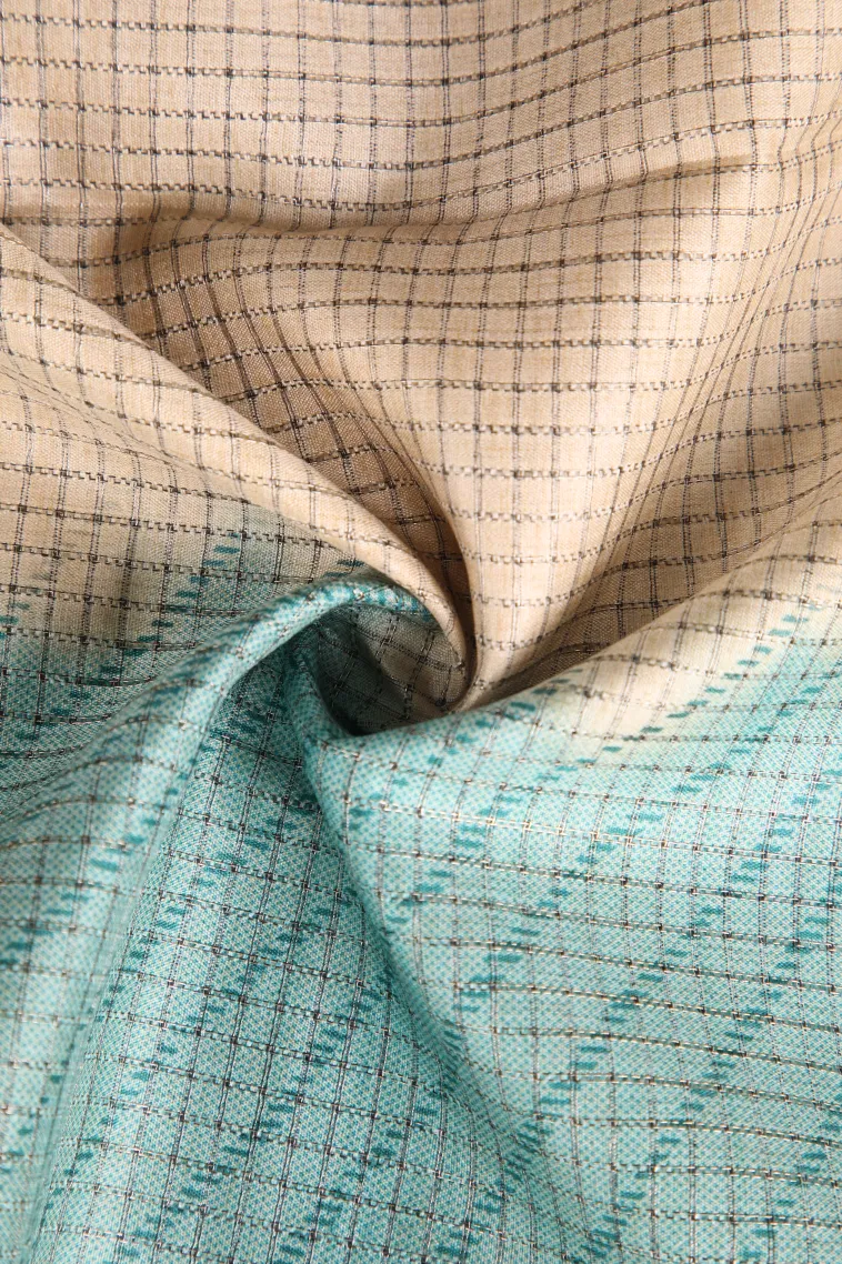 Sky Blue Tussar Saree Without Zari With Animal Mottif view 4