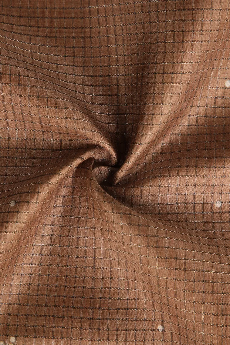 Peanut Brown Tussar Saree Without Zari With Birds Mottif view 4