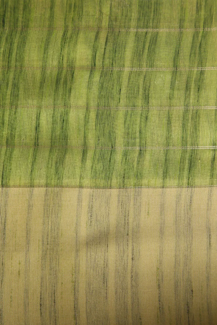 Olive Green Raw Silk Sarees with Gold And Silver Zari Checks And Puttas view 3
