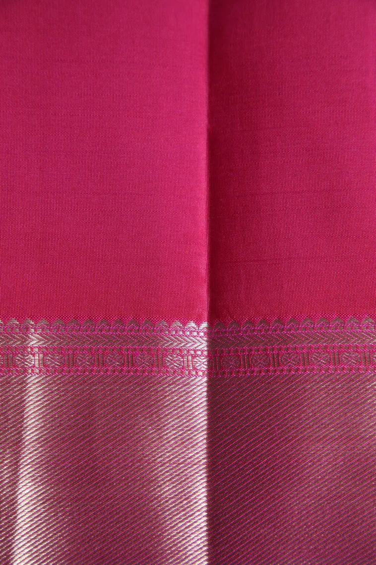 Punch Pink Kanchipuram Silk Sarees with Gold Zari Floral Patterns view 3