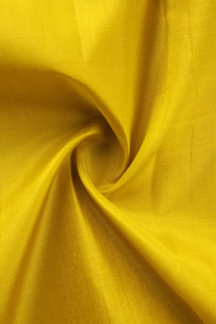 Lemon Yellow Soft Silk Saree with Copper And Silver Zari Leaf Puttas view 4