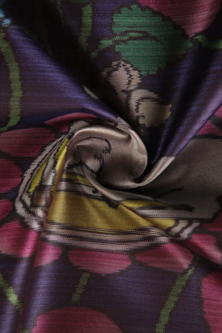 Grape Purple Soft Silk Sarees Without Zari With Floral Patterns view 4
